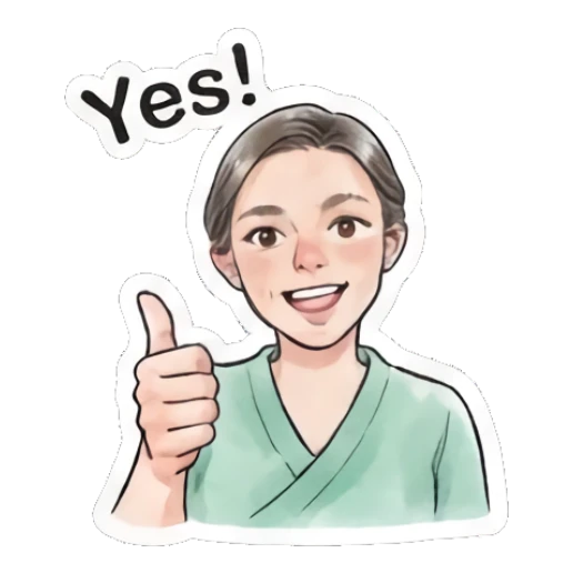 Woman giving a thumbs up with a smile and text Yes! Modern Gentle Lady Expressions sticker for expressive chats and social replies.