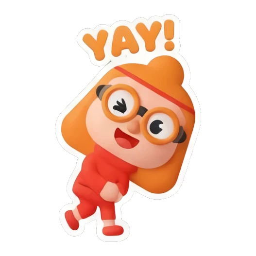 Excited ginger girl jumping with arms up and text YAY Cheerful Ginger Girl Adventures sticker for expressive chats and social replies.