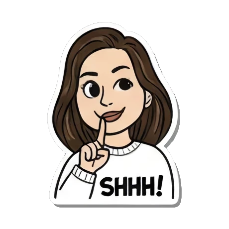 嘘声女孩要安静 Cartoon Girl Expressions sticker for expressive chats and social replies.