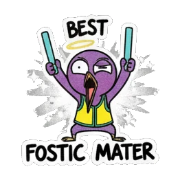 Purple bird holding glow sticks, text BEST FOSTIC MATER Purple Bird Music Festival sticker for expressive chats and social replies.