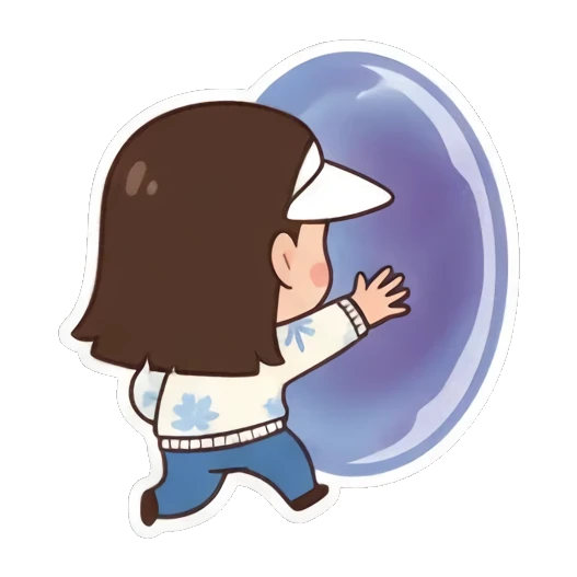 Girl looking happy and content. Visor Girl's Expressive Day sticker for expressive chats and social replies.