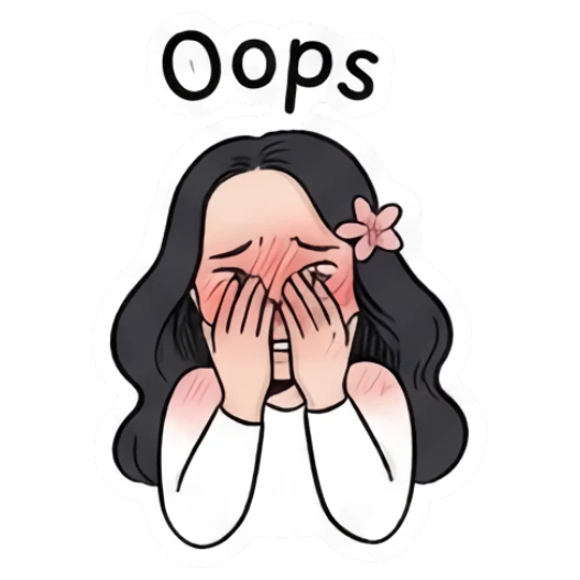 Girl covering face with hands in embarrassment, text Oops Charming Girl Daily Expressions sticker for expressive chats and social replies.
