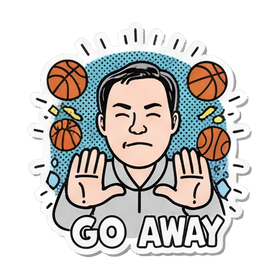 Man looking shy Basketball Pop Art Guy sticker for expressive chats and social replies.