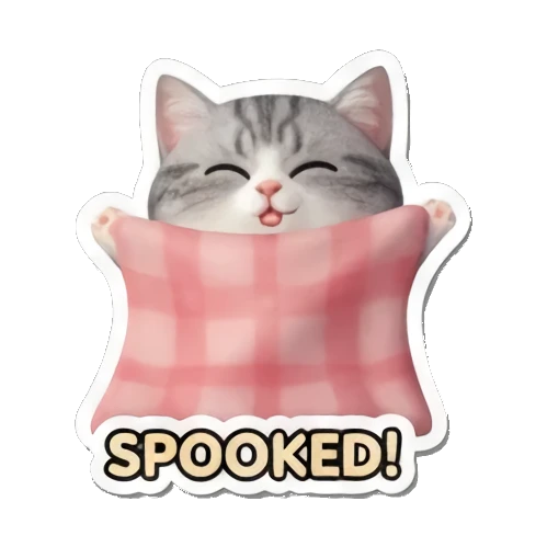 躲在被子下被吓到 Whimsical Tabby Adventures sticker for expressive chats and social replies.