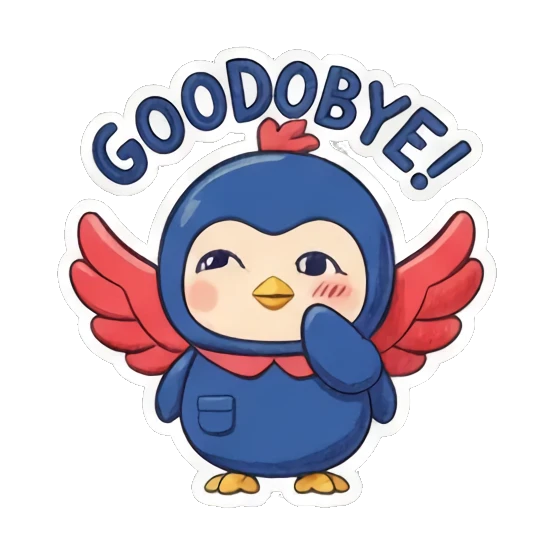 挥手告别GOODBYE Blue Birdie Moods sticker for expressive chats and social replies.