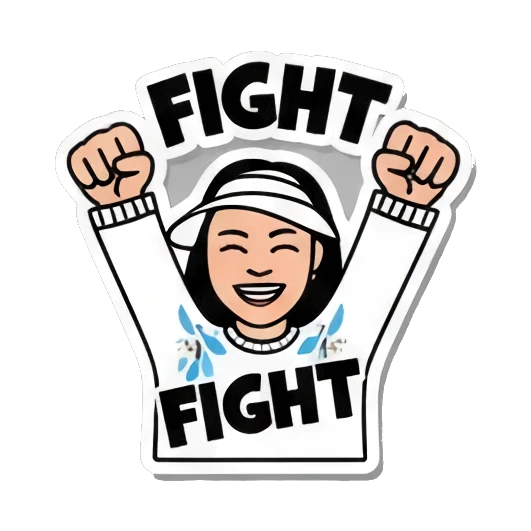 女孩加油FIGHT Visor Girl's Expressive World sticker for expressive chats and social replies.