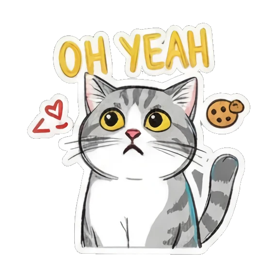Strong cat flexing muscles Mischievous Meow Moments sticker for expressive chats and social replies.