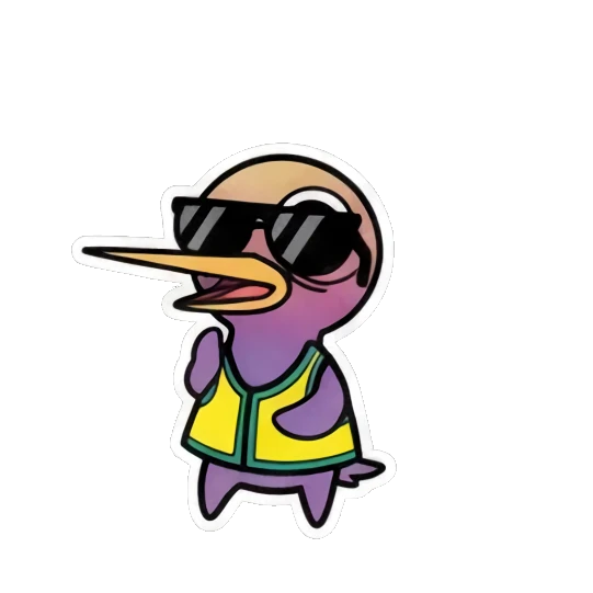 小鸟戴着墨镜，旁边有问号，表示疑惑 Funny Bird Daily Life sticker for expressive chats and social replies.