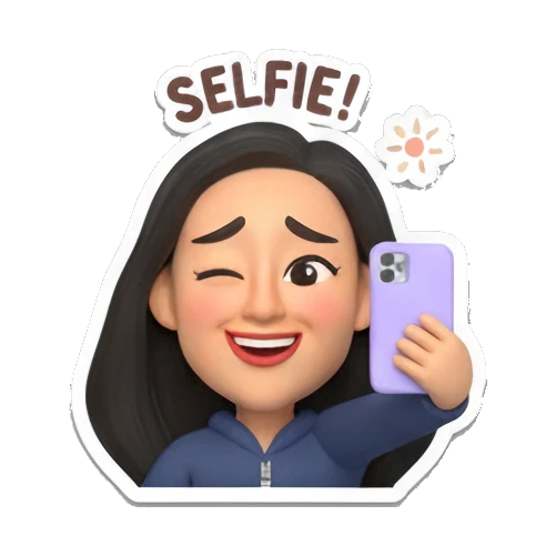 拿手机自拍的女孩 Daily Moods of a Modern Girl sticker for expressive chats and social replies.