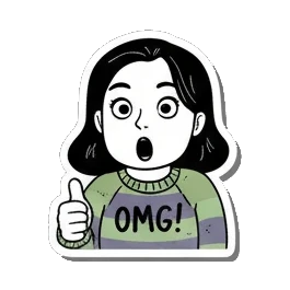 女孩惊讶地竖起大拇指 Girl's Daily Moods sticker for expressive chats and social replies.
