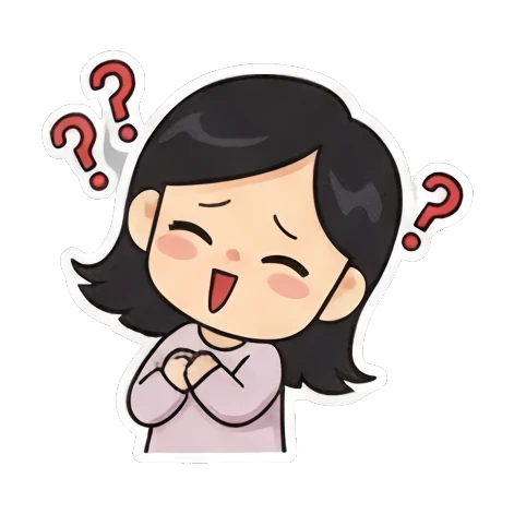 confused with question marks Cheerful Girl Daily Life sticker for expressive chats and social replies.