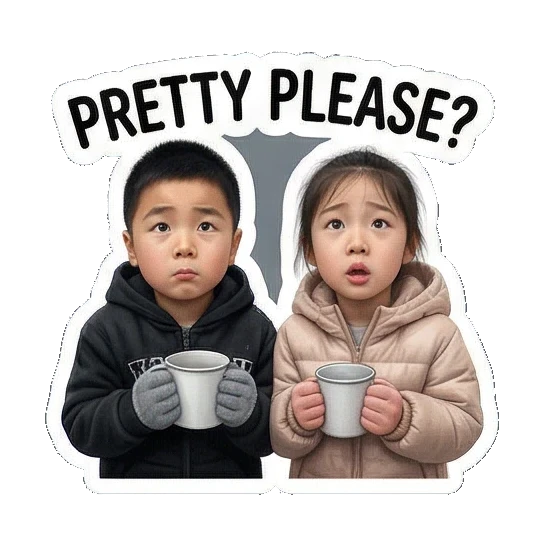 两人拥抱受惊 Winter Kids Duo sticker for expressive chats and social replies.