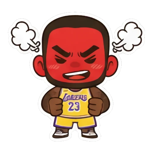 Chibi athlete turning red with steam from ears King of the Court sticker for expressive chats and social replies.
