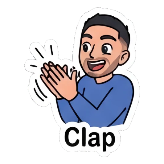 Young man clapping hands, enthusiastic and supportive. Daily Vibe Guy sticker for expressive chats and social replies.