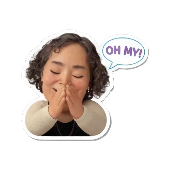 Mother blowing a kiss Cheerful Curly Mom sticker for expressive chats and social replies.
