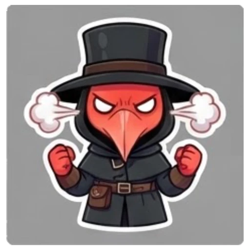 Plague doctor angry with steam coming out of ears Plague Doctor Adventures sticker for expressive chats and social replies.