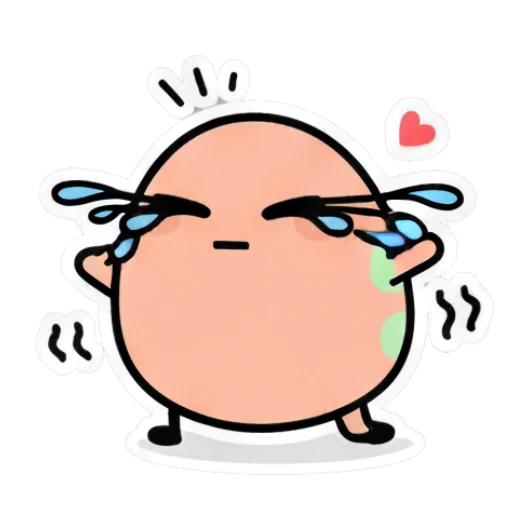 Sad egg with tears flowing down Cool Egg Expressions sticker for expressive chats and social replies.