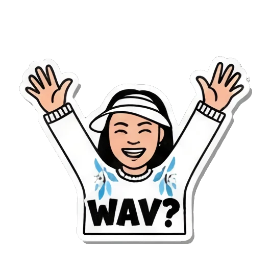 女孩挥手WAVE Visor Girl's Expressive World sticker for expressive chats and social replies.