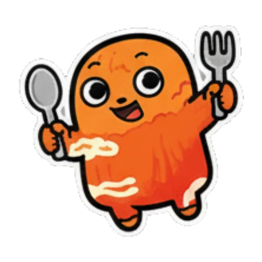 手持勺子准备进食 Orange Blob Expressive Stickers sticker for expressive chats and social replies.