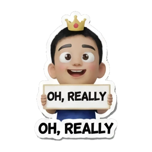 男孩戴着皇冠表示真的吗 Daily Life of a Chill Boy sticker for expressive chats and social replies.