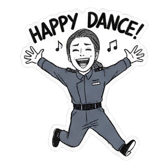 开心跳舞女孩 Quirky Agent's Daily Reactions sticker for expressive chats and social replies.