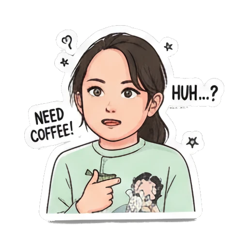 Tired expression needing coffee Daily Life of a Lively Girl sticker for expressive chats and social replies.