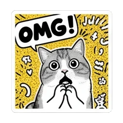 猫咪惊讶OMG Kitty's Meme Reactions sticker for expressive chats and social replies.
