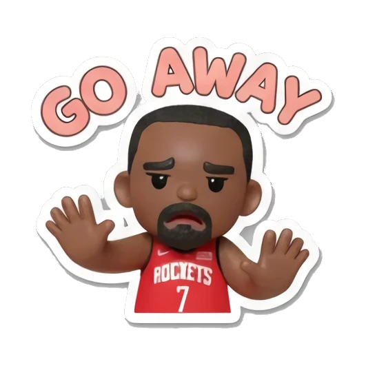 Basketball player waving hands away saying GO AWAY. Basketball Star Daily Life sticker for expressive chats and social replies.