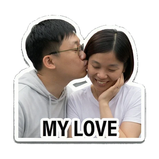 man kissing woman cheek Sweet Couple Moments sticker for expressive chats and social replies.