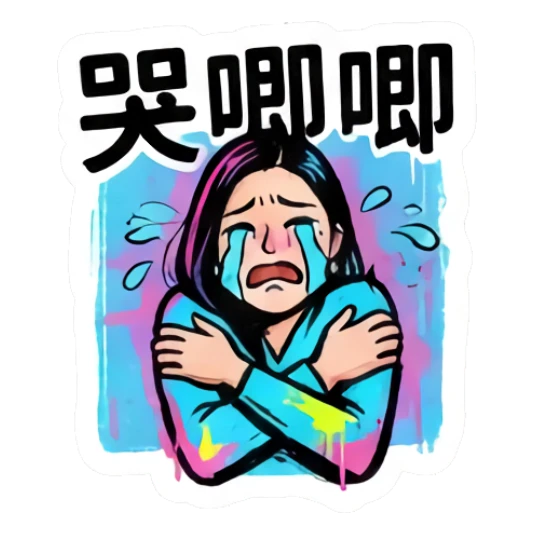 Sad girl crying with arms crossed, expressing deep sorrow. Vibrant Urban Girl Expressions sticker for expressive chats and social replies.