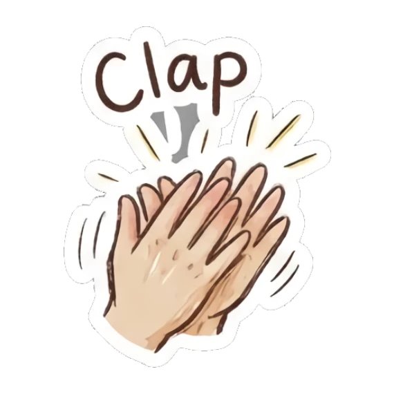 Pair of hands clapping in applause Charming Blonde Doodle Girl sticker for expressive chats and social replies.