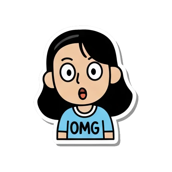 惊讶表情OMG Daily Life of a Girl sticker for expressive chats and social replies.