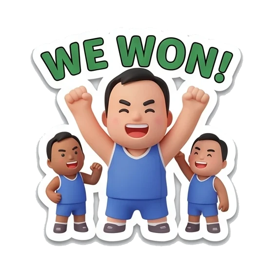 celebrating we won Basketball Pro Boy sticker for expressive chats and social replies.