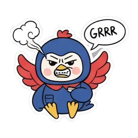 愤怒的表情 Blue Bird Doodle Adventures sticker for expressive chats and social replies.