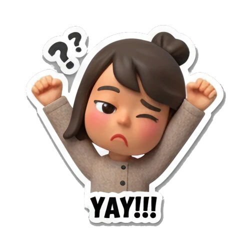 庆祝胜利的动作 Cute Daily Life Girl sticker for expressive chats and social replies.