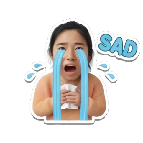 伤心流泪SO SAD Daily Life of a Cheerful Girl sticker for expressive chats and social replies.