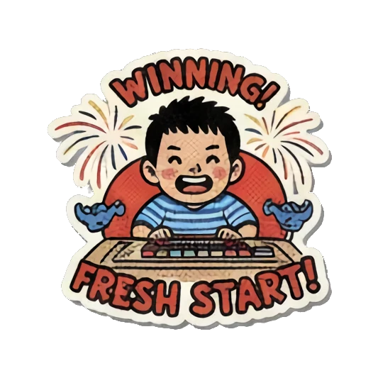 日历显示新年开始 Joyful New Year Boy sticker for expressive chats and social replies.