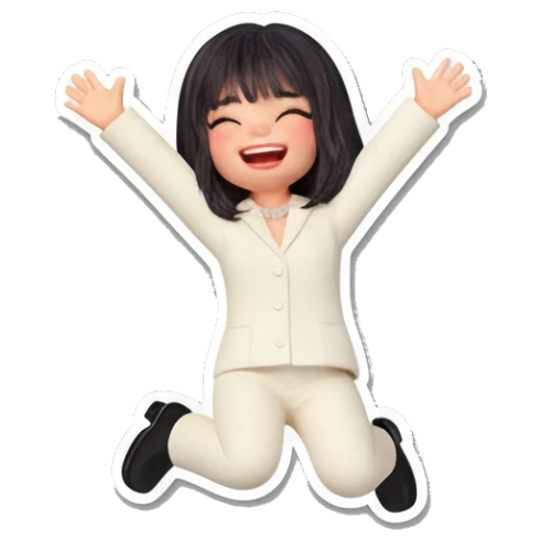 Girl jumping with joy and arms raised Office Chic Girl Daily sticker for expressive chats and social replies.