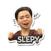 Middle-aged woman yawning with SLEPY text Cheerful Middle-Aged Woman Expressions sticker for expressive chats and social replies.