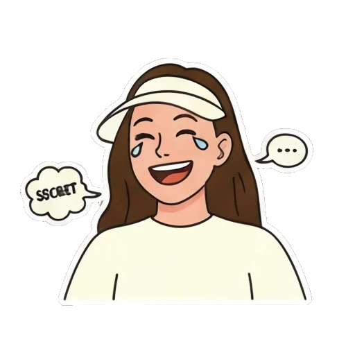 Female character laughing out loud, "LOL" Visor Girl Expressions sticker for expressive chats and social replies.