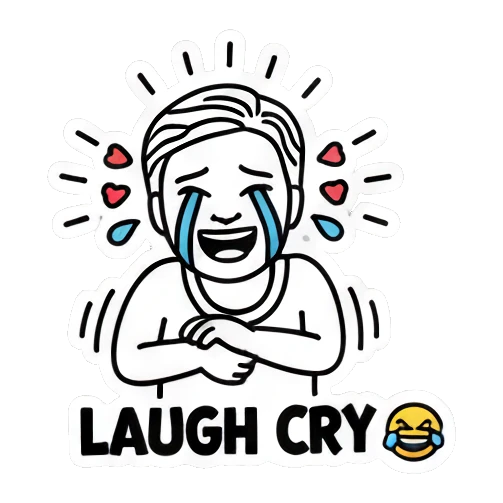 大笑流泪动作 Keith Haring Style Boy sticker for expressive chats and social replies.