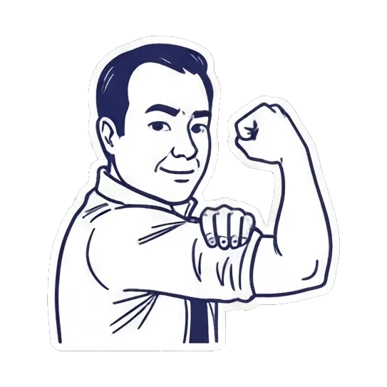 Man flexing arm confidently Cool Guy Daily Life sticker for expressive chats and social replies.