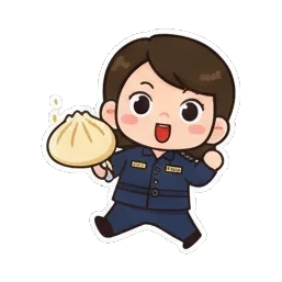 戴眼镜警官比手势。 Little Officer's Daily Express sticker for expressive chats and social replies.