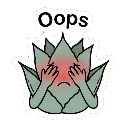 Embarrassed aloe plant covering its face with leaves. Cheerful Aloe Adventures sticker for expressive chats and social replies.