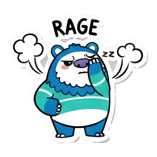 Furious monster, 'RAGE' Fluffy Monster Moods sticker for expressive chats and social replies.