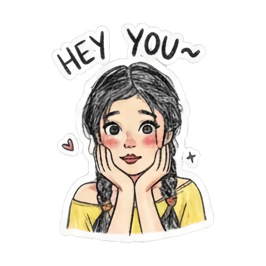 女孩思考疑问 Girl's daily sticker for expressive chats and social replies.