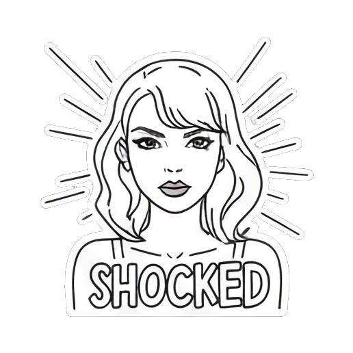 Shocked girl with wide eyes and text SHOCKED Pop Art Girl Expressions sticker for expressive chats and social replies.