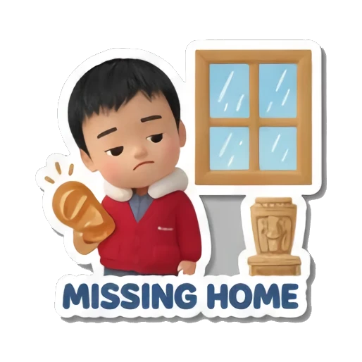 boy missing home Little Traveler Explorer sticker for expressive chats and social replies.