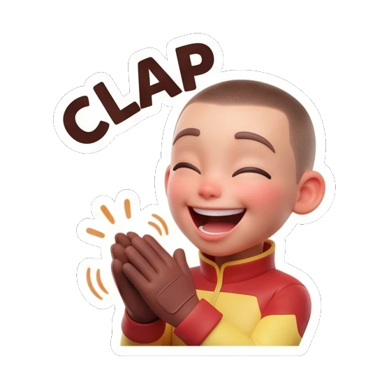 Pilot boy clapping hands, happy and cheering expression. Cool Pilot Adventures sticker for expressive chats and social replies.