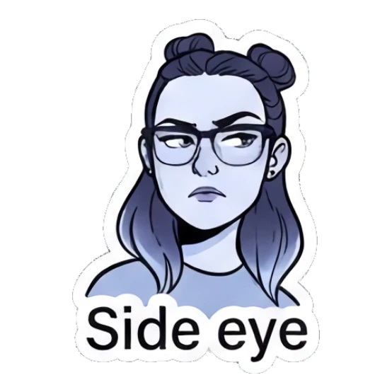 Skeptical girl giving a side eye look Modern Girl Daily Vibes sticker for expressive chats and social replies.
